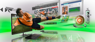 Disfrute de una PC de escritorio más poderosa con los gráficos dedicados de NVIDIA GeForce GT 620 para procesar multimedia con hasta 2x más velocidad