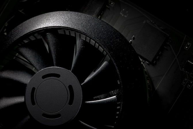 Fan detail on the GeForce GTX 750 graphics card