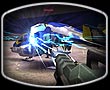 A Vanu Sovereignty soldier unloads a Lasher Heavy Weapon on a parked Mosquito belonging to a New Conglomerate soldier.